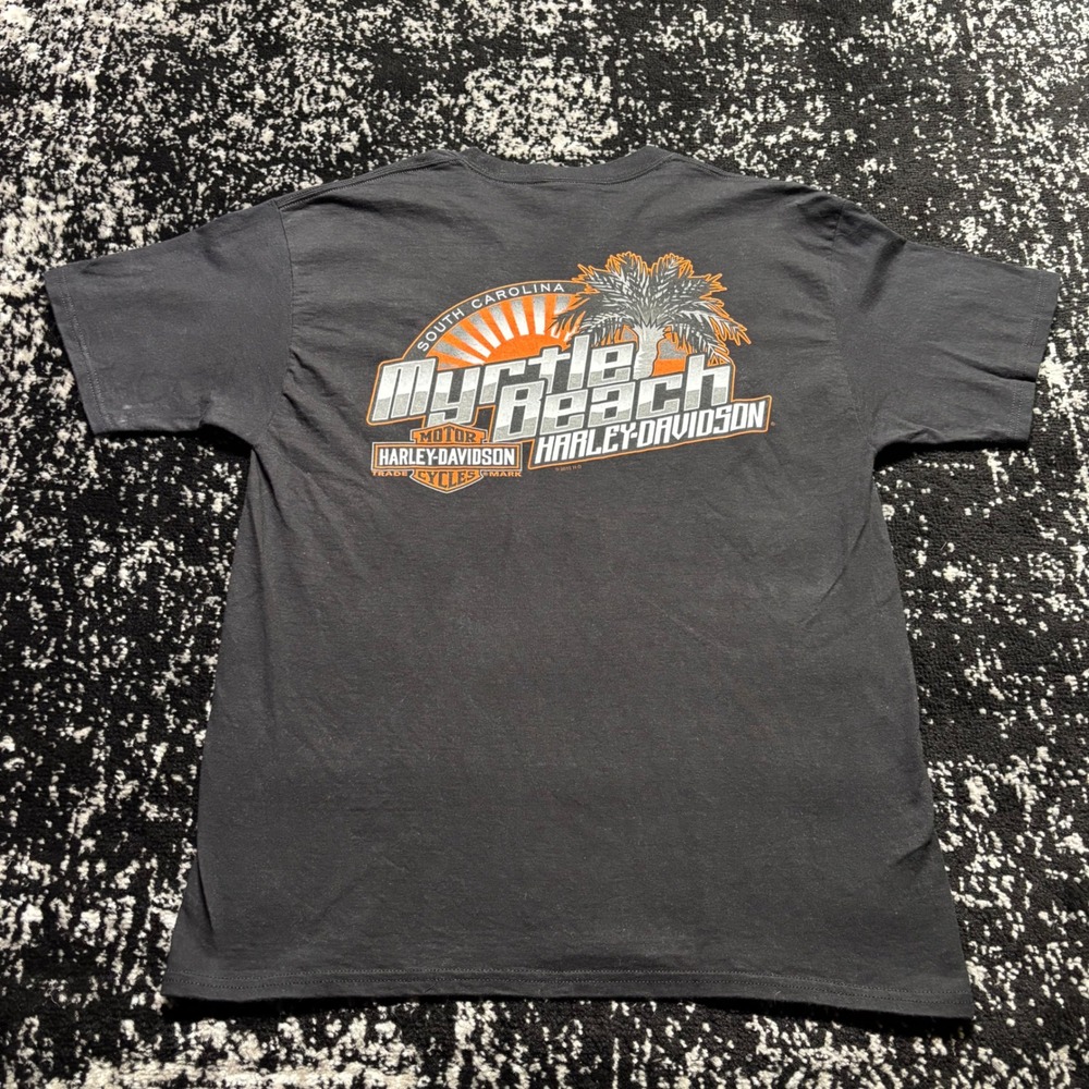 Harley-Davidson Myrtle Beach South Carolina Flaming Logo T-Shirt Black Mens L - Picture 2 of 5